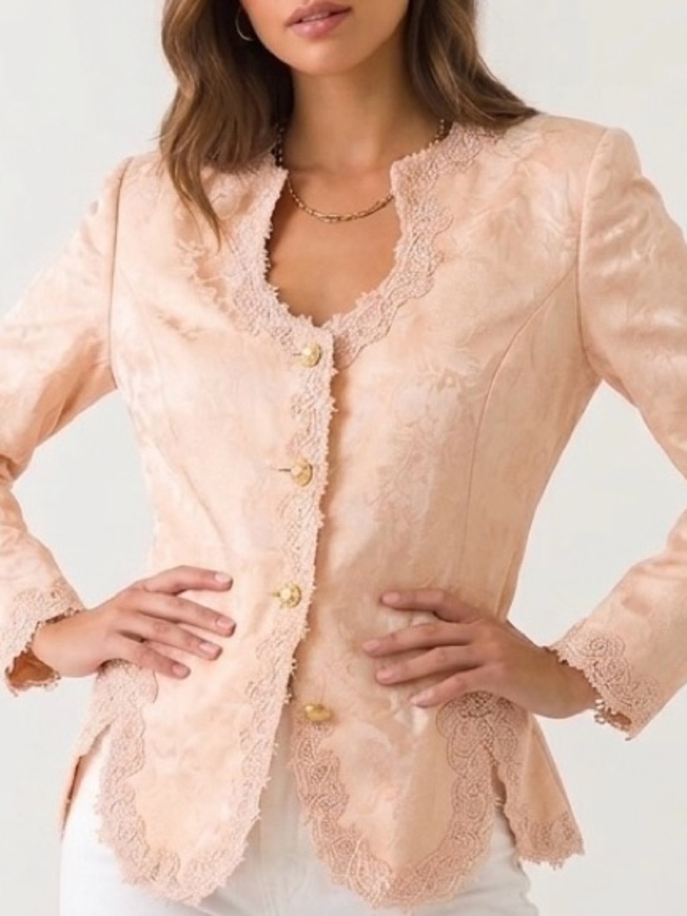 80’s Nah Nah Collection Blush Pink Pearl Button Blazer